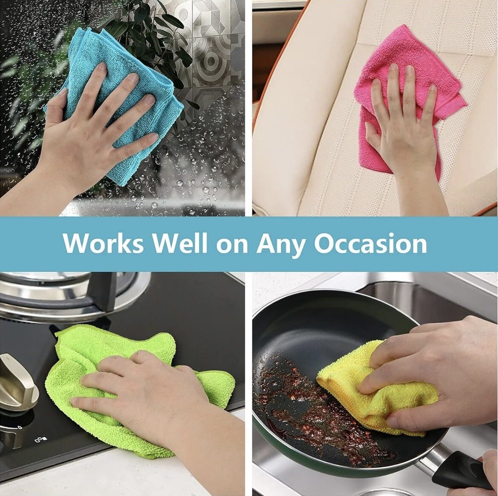 Microfiber Cleaning Cloths - Multicolor 12Pack (12x12 Inches)