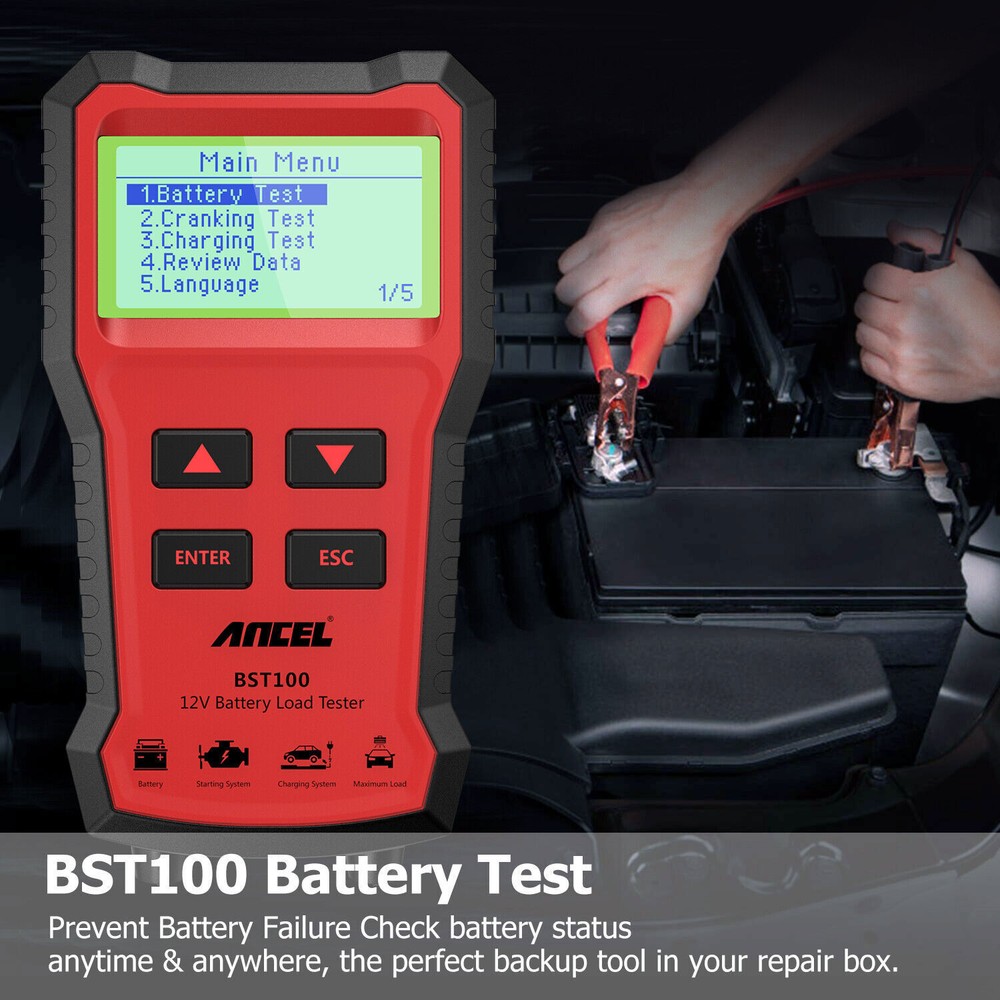 12V Auto Battery Diagnostic Load Tester Cranking Charging Analyzer ANCEL BST100