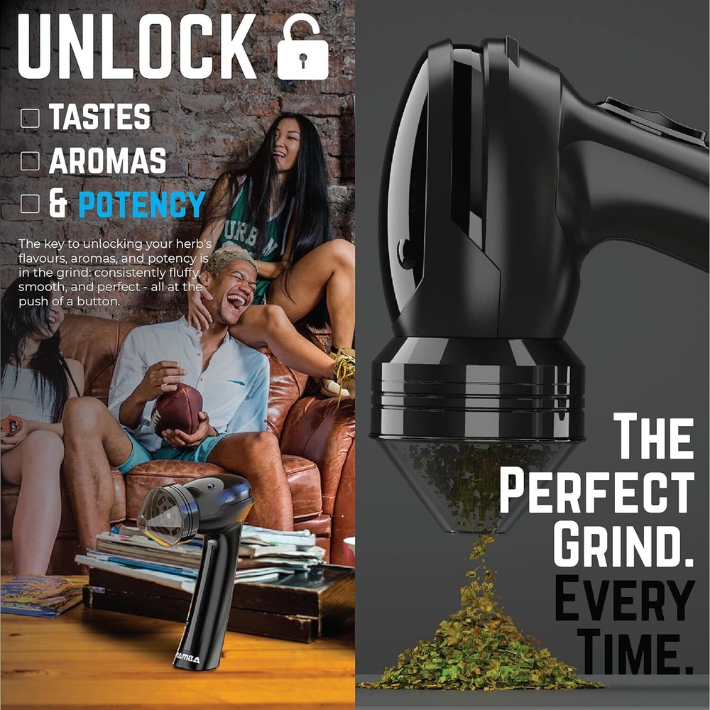 1g Original Black Electric Portable Herb Grinder- USB Powered Essential Kitchen