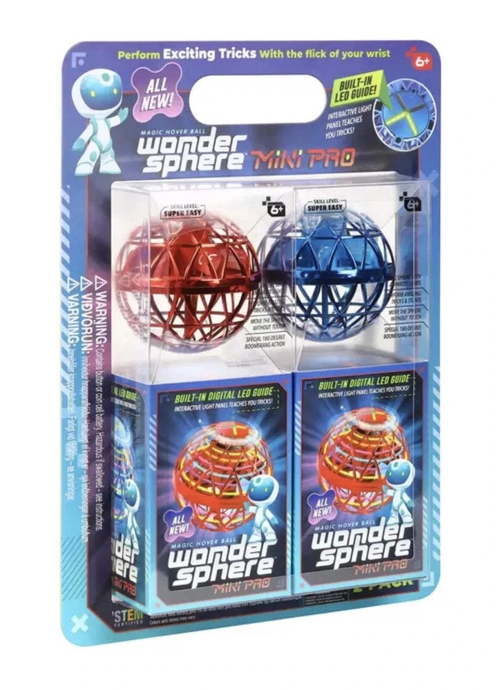 Wonder Sphere Mini Pro Magic Hover Ball 2Pack LED USB NEW