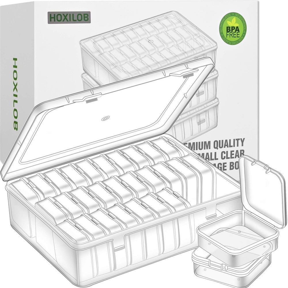 Bead Organizer Box, 90pcs Small Clear Plastic Storage 3 Pack 90 Pcs,