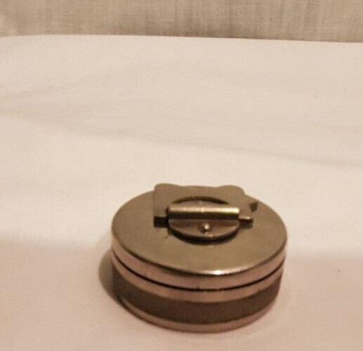 Vintage Ink Stamper Initial Portable Travel Round Metal with Initials C.E. Pace