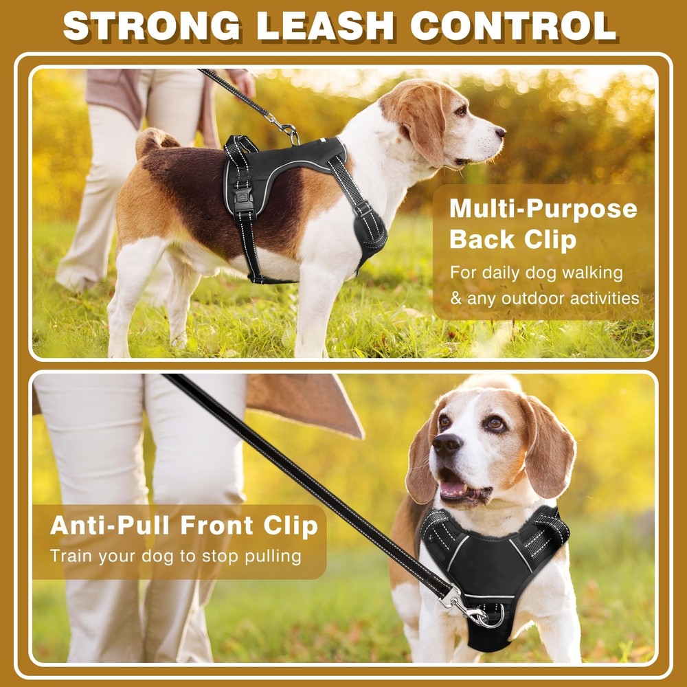 Dog Harness No Pull, Pet Harnesses with Dog Collar, Adjustable Reflective Oxf...