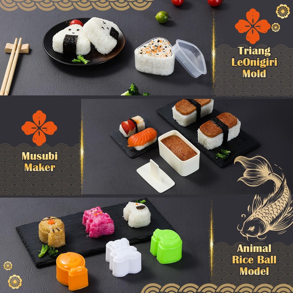 Sushi Making Kit set 27-in-1 Premium Bamboo Maker with Tools Beige