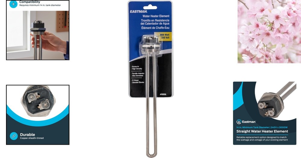 Universal 240V x 3000W Water Heater Element with Copper Sheath - Long-Lasting