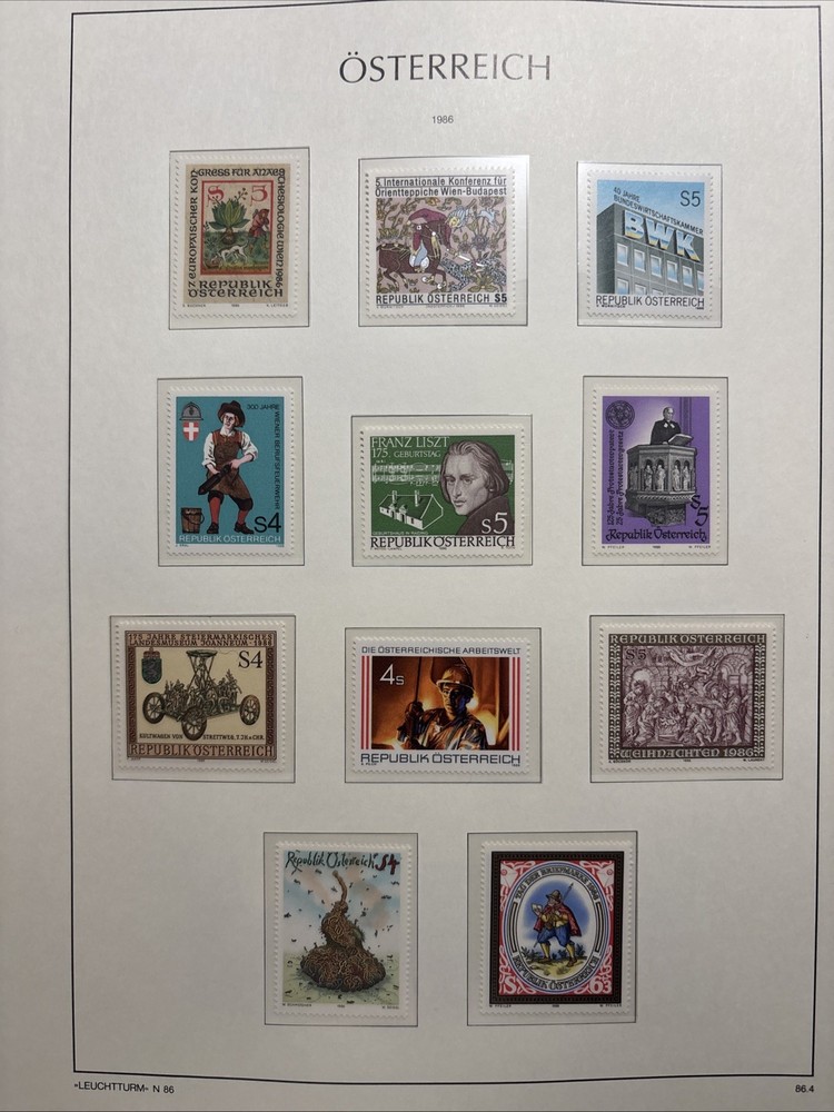 AUSTRIA 1986 COMPLETE MNH** - EXCLUDING ALBUM SHEETS