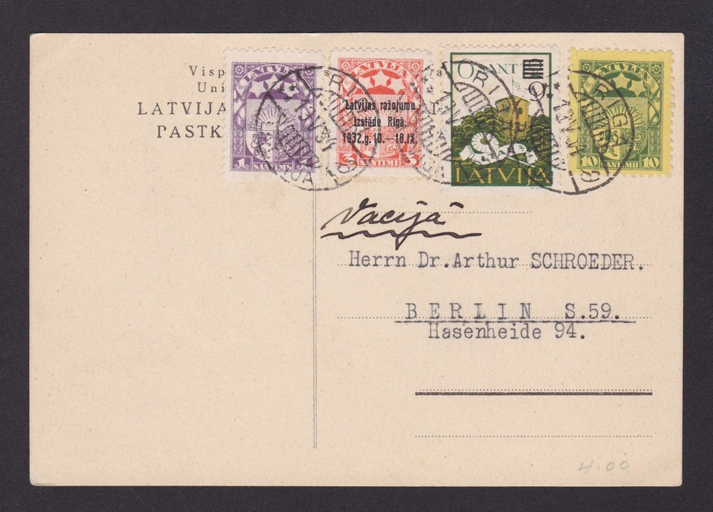 LATVIA 1934, Postcard from Rega to Berlin Germany