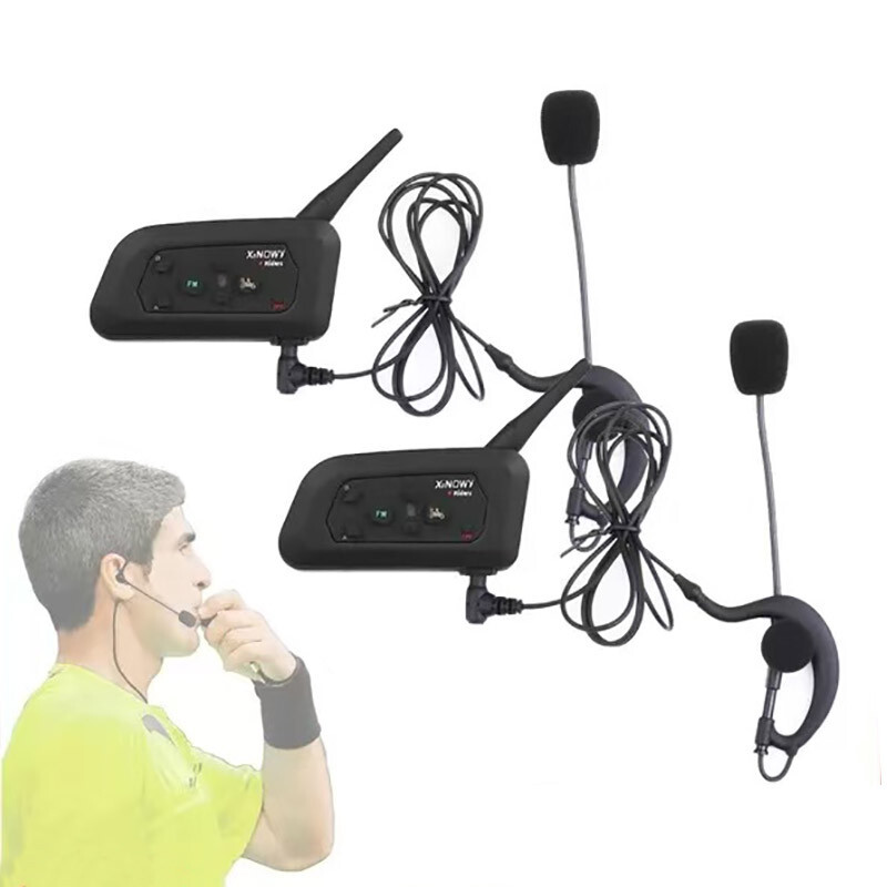 Full Duplex Bluetooth Football Soccer Referee Intercom Headphone Kit 2pcs/Pack