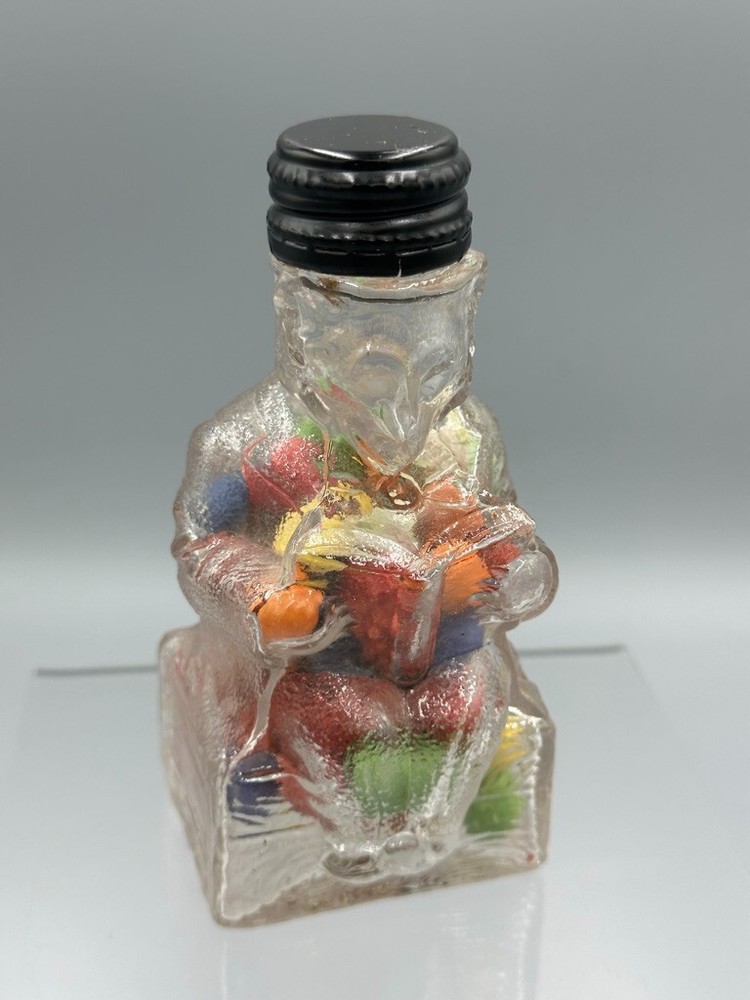 c 1910 Learned Reading FOX BOTTLE or BEAR Glass CANDY CONTAINER Antique E&A 470