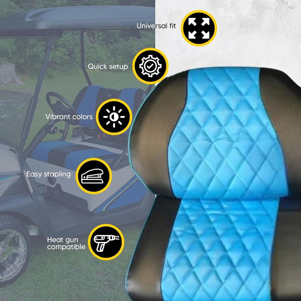 Evolution FRONT Diamond Stitch Golf Cart Seat Cover- SKY BLUE, 2PC
