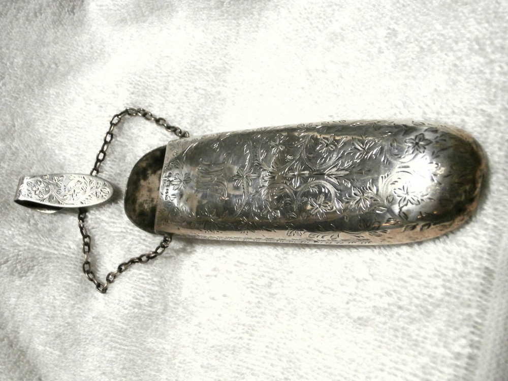 STERLING SILVER CHATELAINE GLASSES CASE 1891!! HILLIARD & THOMASON-BIRMINGHAM!