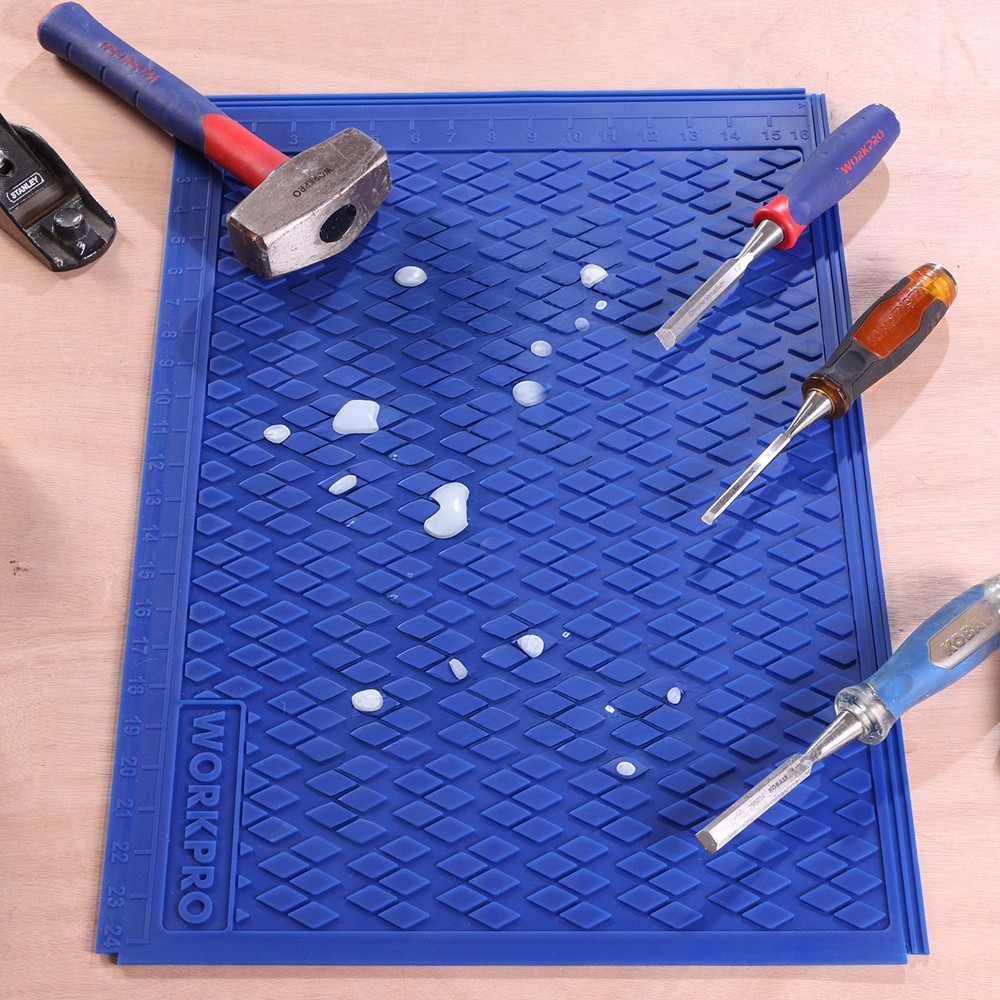 WORKPRO 2PC Silicone Workbench Pad Protector Glue Mat Non-Stick Measurement Grid
