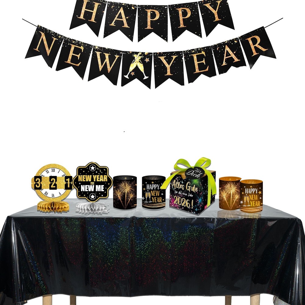 GREATRIL Black Tablecloth Party Table Cloth 54" x 108" - 2 Pack,