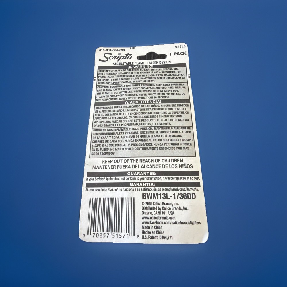 Scripto Premium Quality Lighter *Colorful Skull Design* (Adjustable Flame)