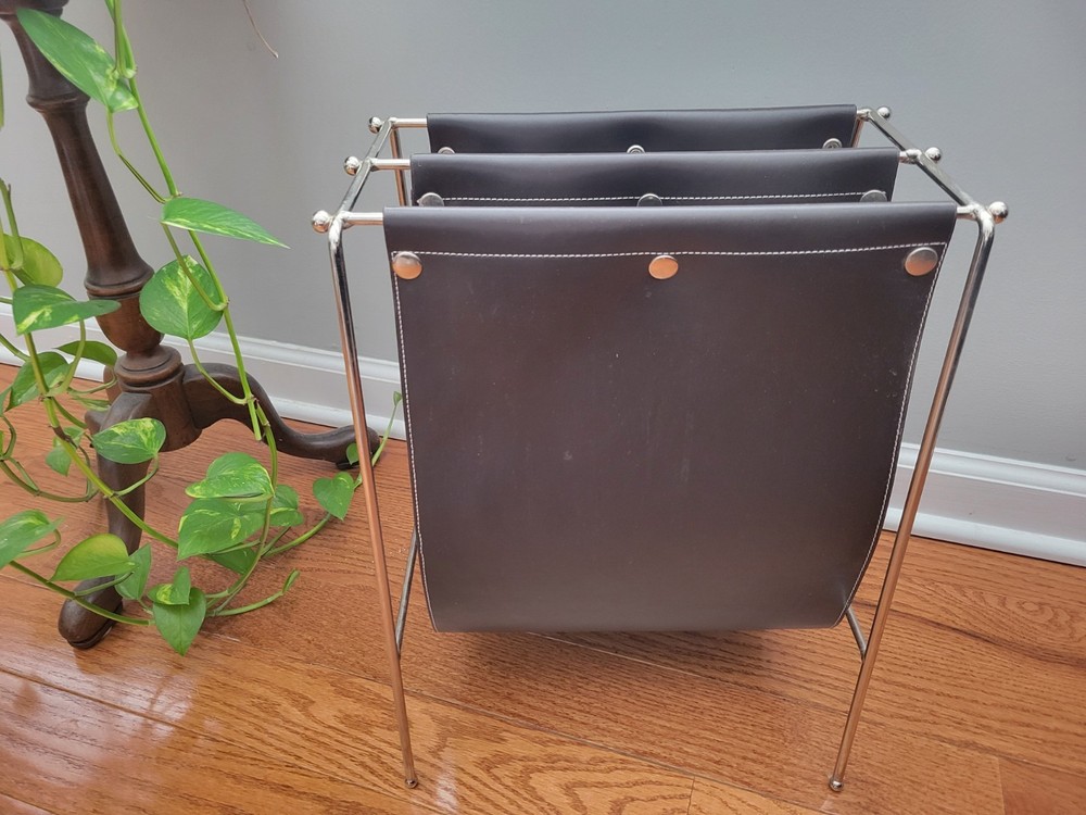 MCM Jacques Adnet-style sling-style magazine holder