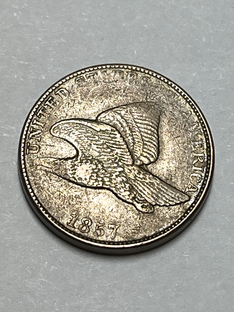 1857 Flying Eagle Cent ( VF + )