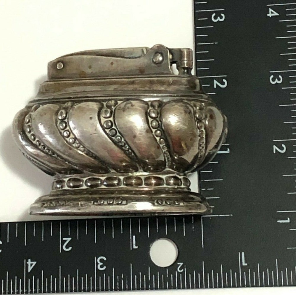 Vintage Ronson Cigarette Cigar Table Lighter Crown Silverplated Patina Untested