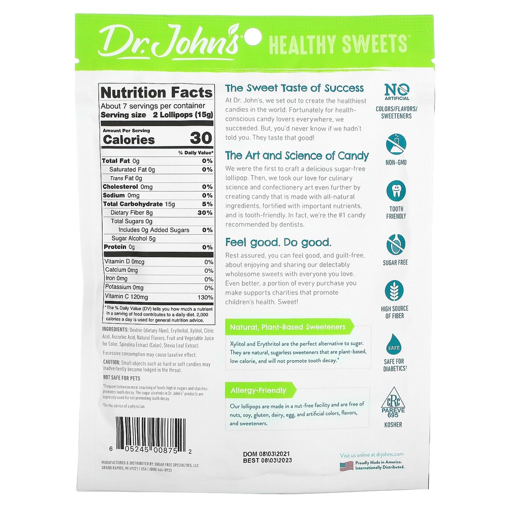 Lollipops, + Fiber & Vitamin C, Blue Raspberry, Grape & Cherry, Sugar Free, 3.7