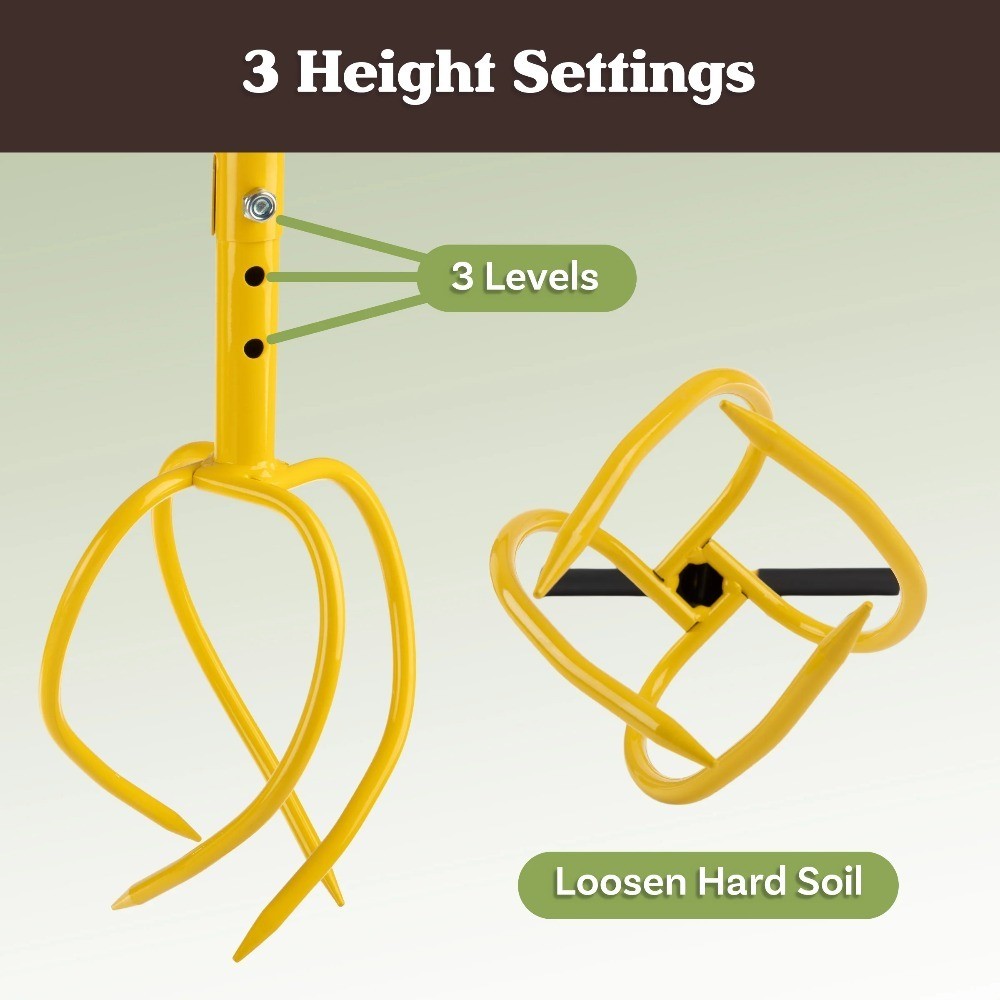 Adjustable Height Manual Claw Cultivator Tool for Soil