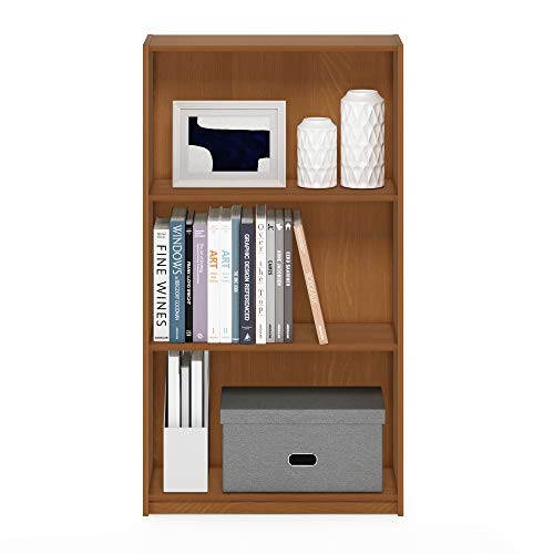 BASIC Book Shelf Modern Bookshelf, Bookcase with Open 3-Tier Light Cherry