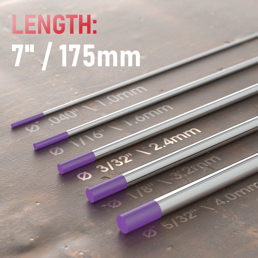 10-pk TIG Weld Tungsten Electrode, NonRadioactive Comparable to E3 Purple