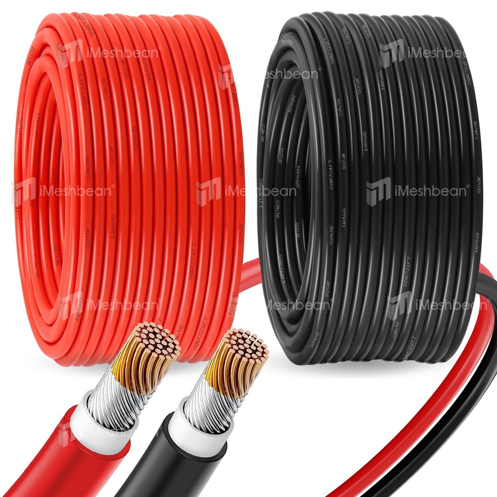 100ft Solar Panel Extension Cable 10AWG 6mm² Tinned Copper PV Cable Solar Wire