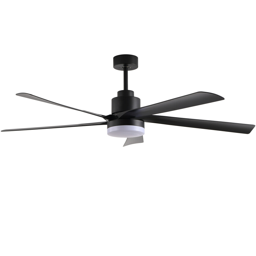 65'' Black Ceiling Fan with Light, 5-Blade LED Ceiling Fan w/ Remote Control