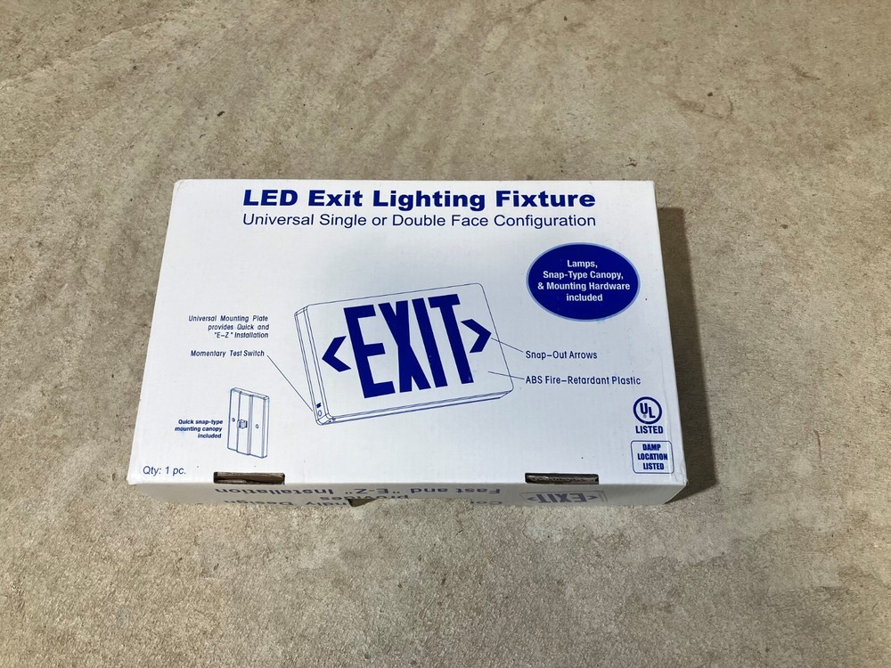 Emergency Exit Red LED Light Fixture Single or Double Face with Battery Backup