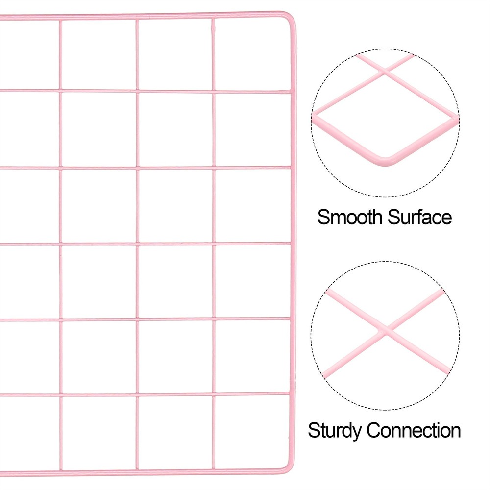 31.5"x12" Wire Grid Panel, 2 Pack Wall Grid Decorative Board Photo Display Pink