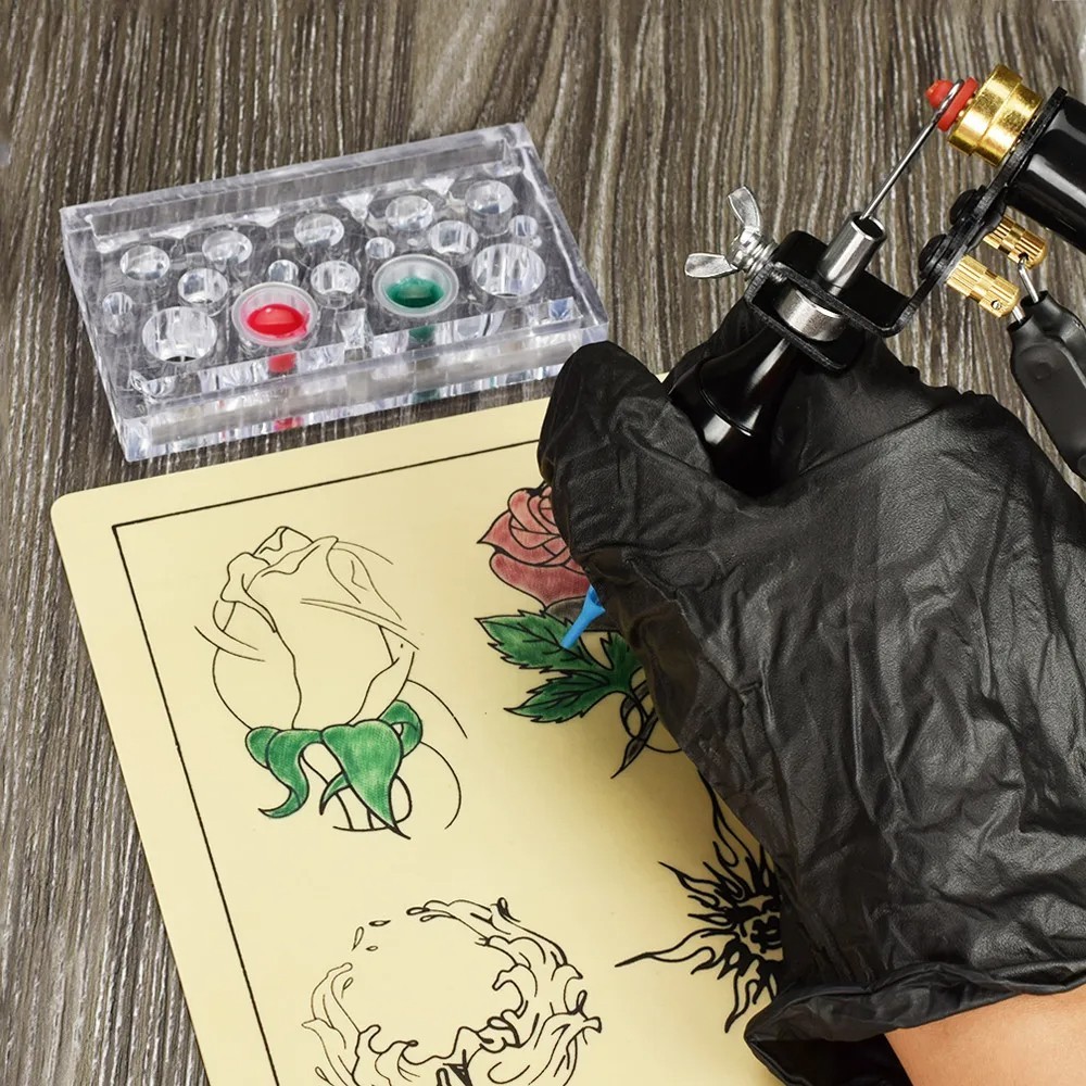 Complete Rotary Tattoo Machine Kit Shader Liner Assorted Set PowerSupply Needle