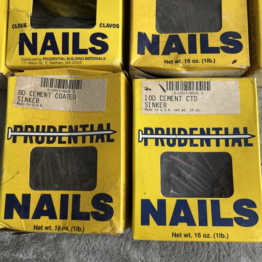 10 boxes Vintage Prudential Common Nails Partial Boxes 4D to 10D