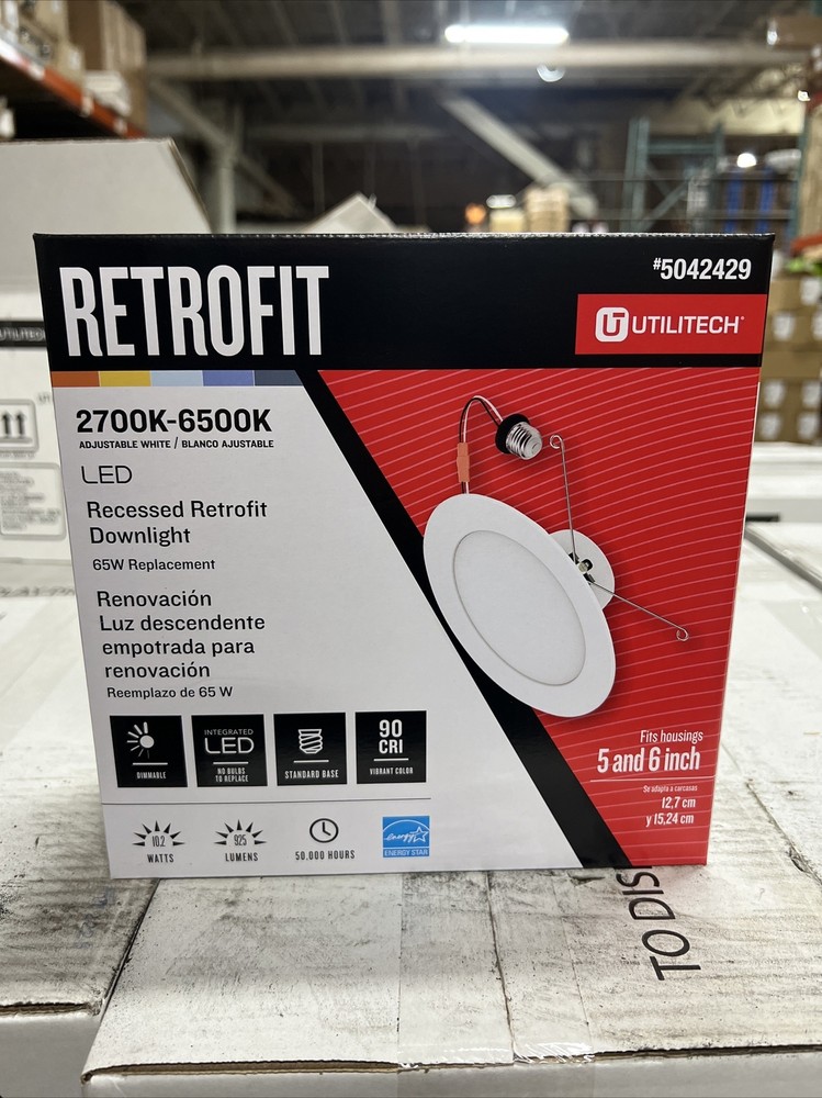 UTILITECH 5042429 6-Inch Recessed Downlight Adjustable - White (4 PACK)