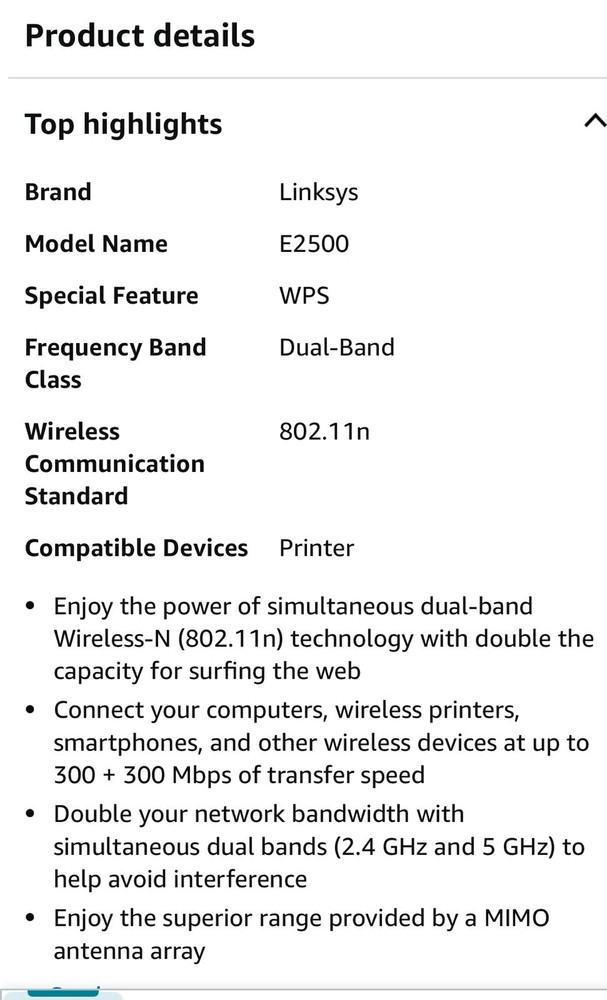Linksys E2500 Dual band wireless Router N600