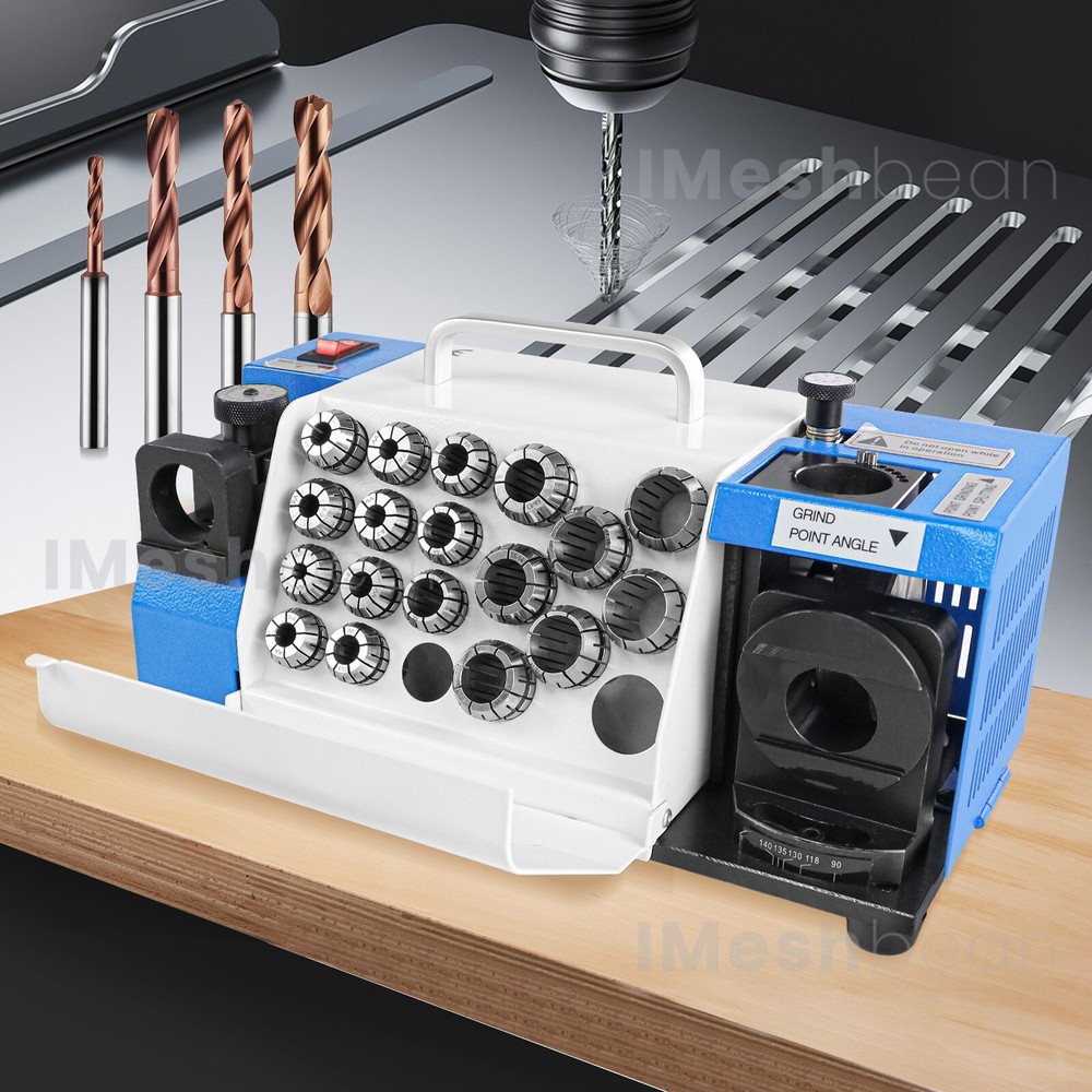 Drill Bits Sharpener 3-20mm Bits Grinder Sharpener w/CBN & SDC Wheels 18 Collets