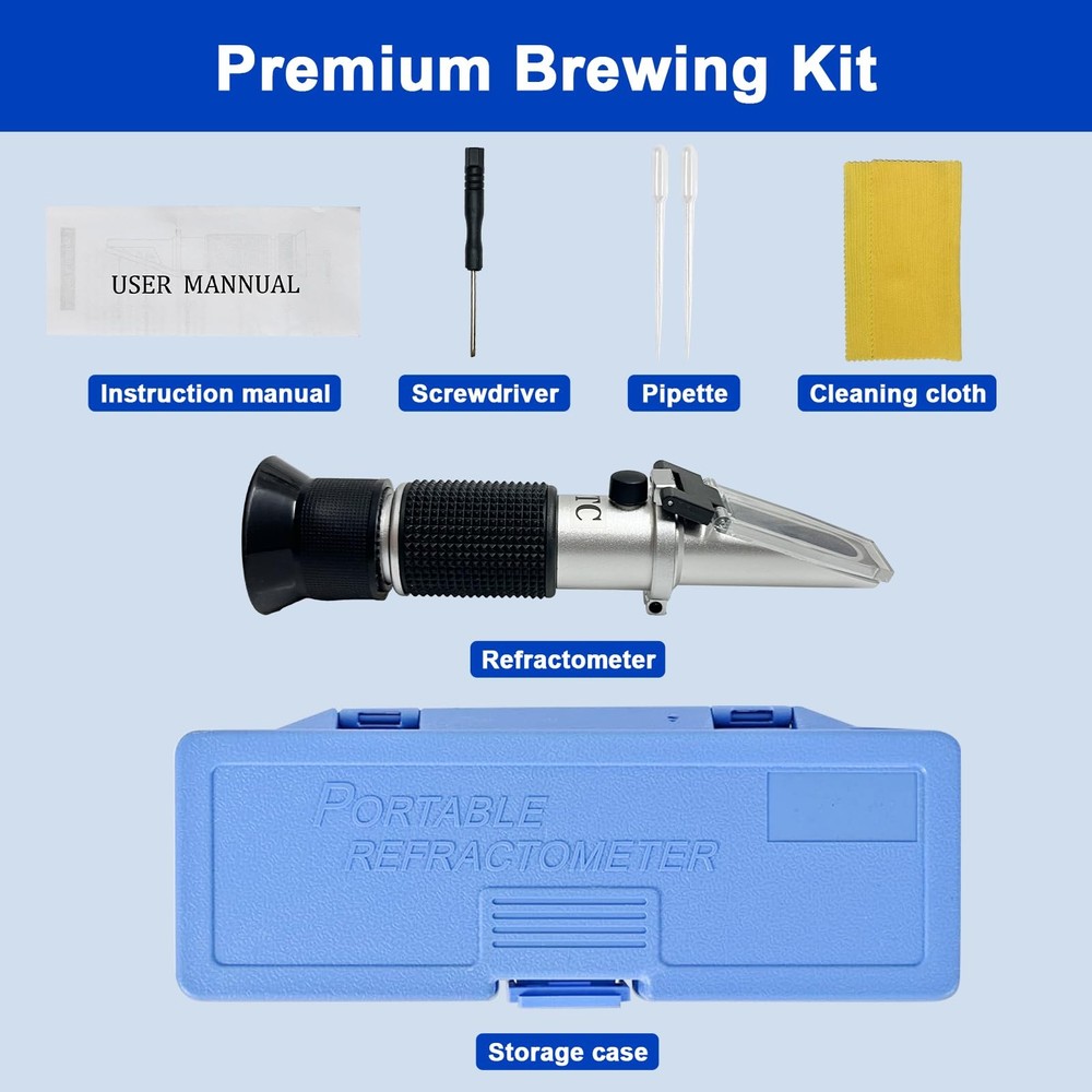 0–90% Brix Refractometer with ATC, High-Accuracy Ultra-Wide Range Sugar Teste...