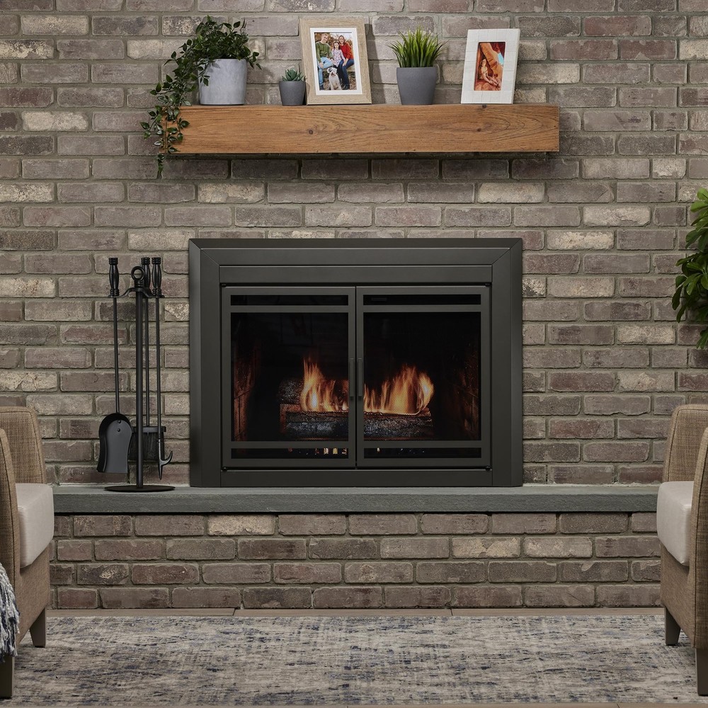 4-Piece Black Wrought Iron Fireplace Tools Set (F-1048)