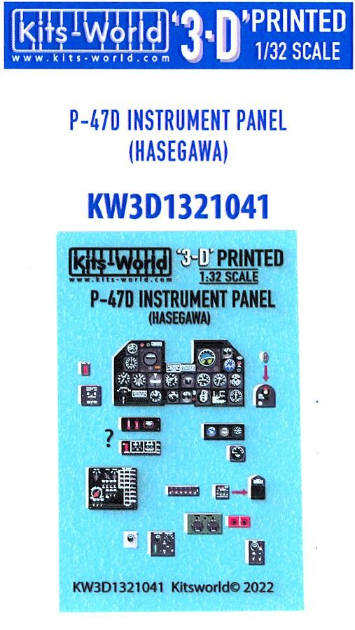 Kits World Decals 1/32 P-47D THUNDERBOLT INSTRUMENT PANEL Hasegawa