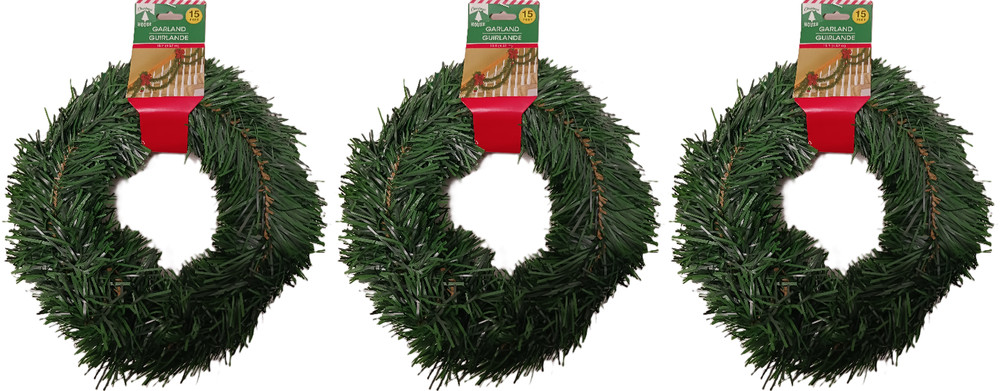 Three Pine Garland Rolls - 15ft each - Total 45ft