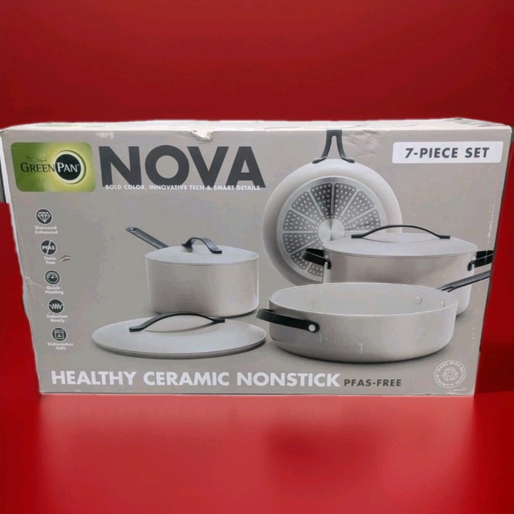 New Green Pan Nova 7PC Healthy Ceramic Nonstick Cookware Set