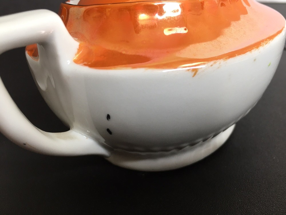 Vintage Germany Creamer & Sugar Roses Lusterware Edging