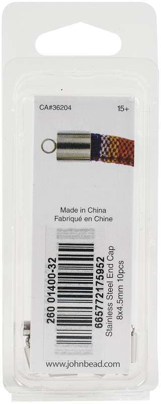 Stainless Steel End Cap 10/Pkg 8x4.5mm