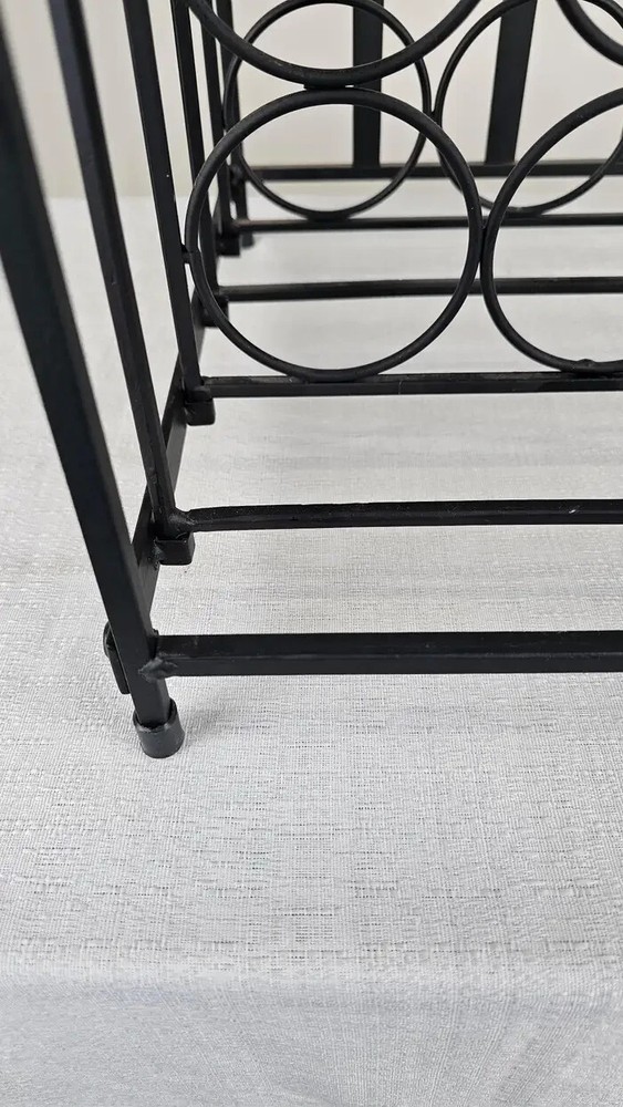 Rustic Vintage Black Metal Ivy Wine Table Display Rack
