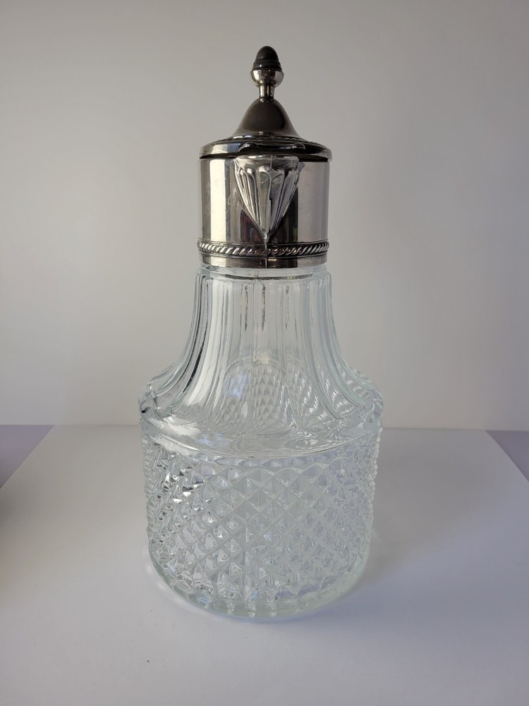 Leonard Italy Crystal Pitcher with Silverplate Lid 10"