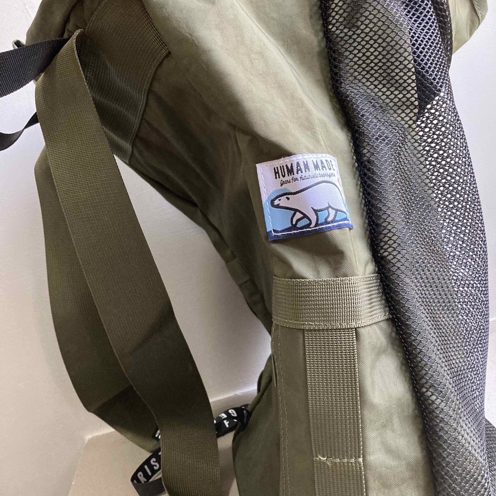 Human Made Drawstring Mesh Backpack Olive From Japan
