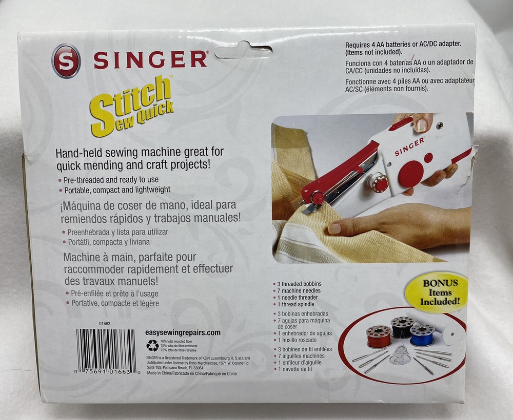 SINGER Stitch Sew Quick Handheld Cordless Mending Machine - New Open Box
