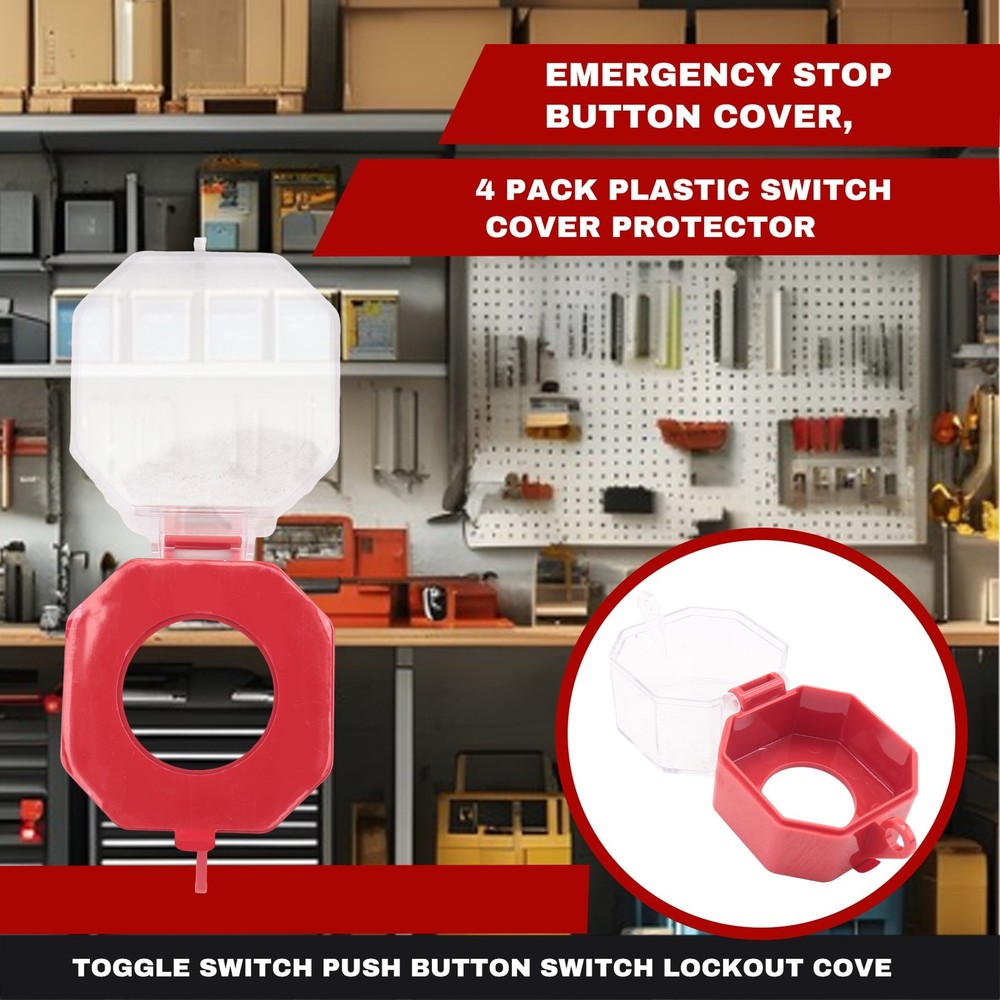Emergency Stop Button Cover, 4 Pack Plastic Switch Cover Protector, Kip2611