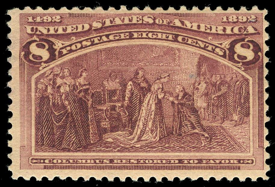 US # 236  8¢ Columbian, Fine+ OG VLH