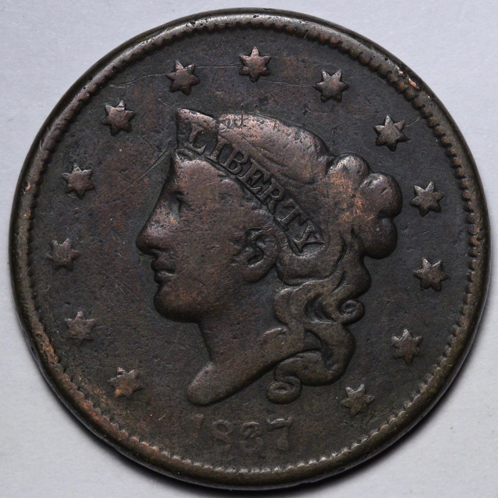 1837 Coronet Head Large Cent FINE E116 UAYCI