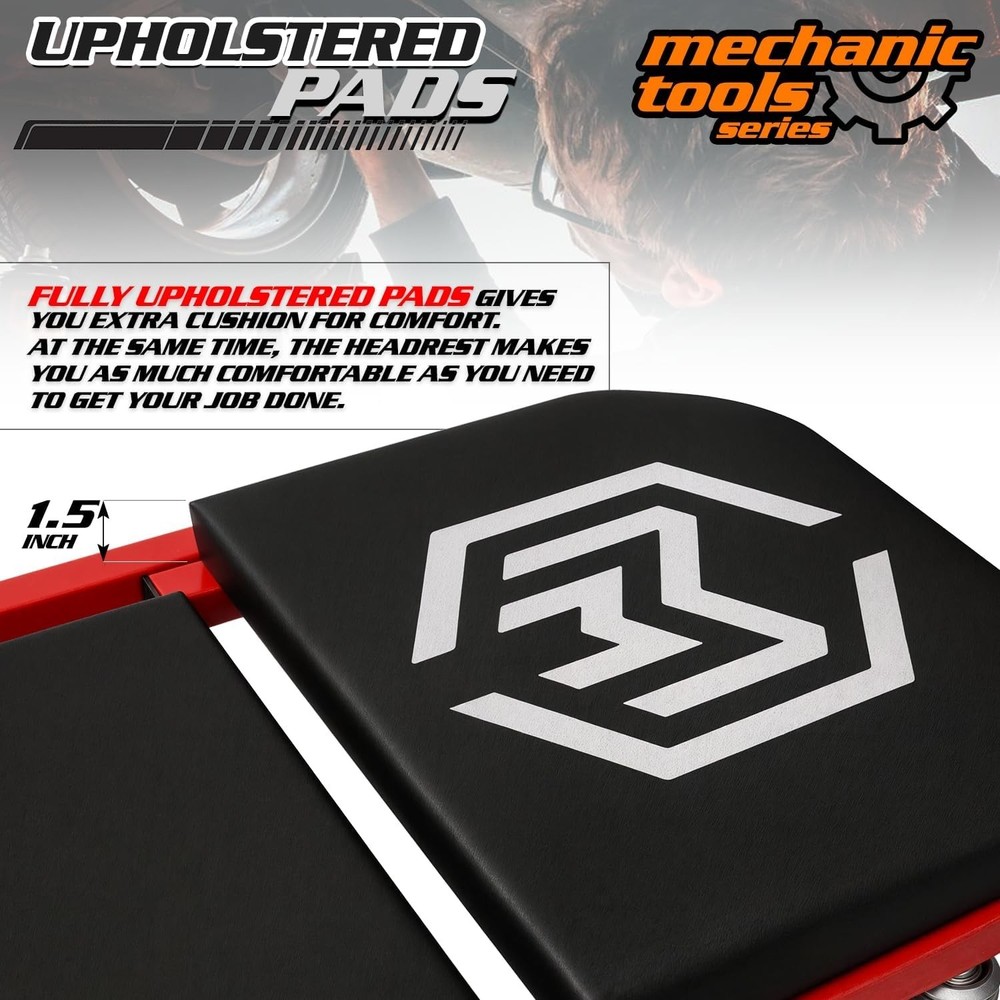 Foldable Z Creeper 2-in-1 Rolling Folding Car Creeper & Seat, 36" Adjustable ...