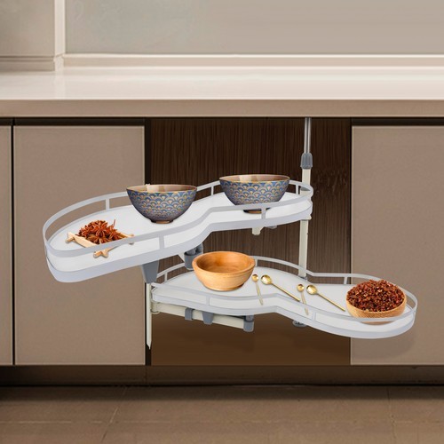 2 Tier Swing Tray Left Blind Corner Kitchen Cabinet Pull Out Kitchen Organizer